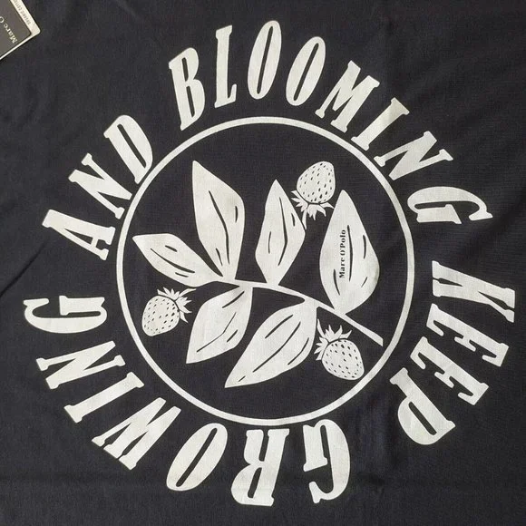 Marc O'Polo Black Printed Round Neck T Shirt - Picture 4 of 9